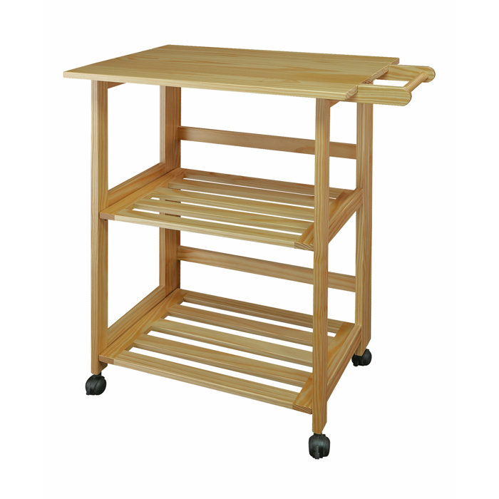 Symple Stuff Hession 27'' Wide Rolling Kitchen Cart with Solid Wood Top